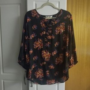 👙Tradition sheer floral print blouse